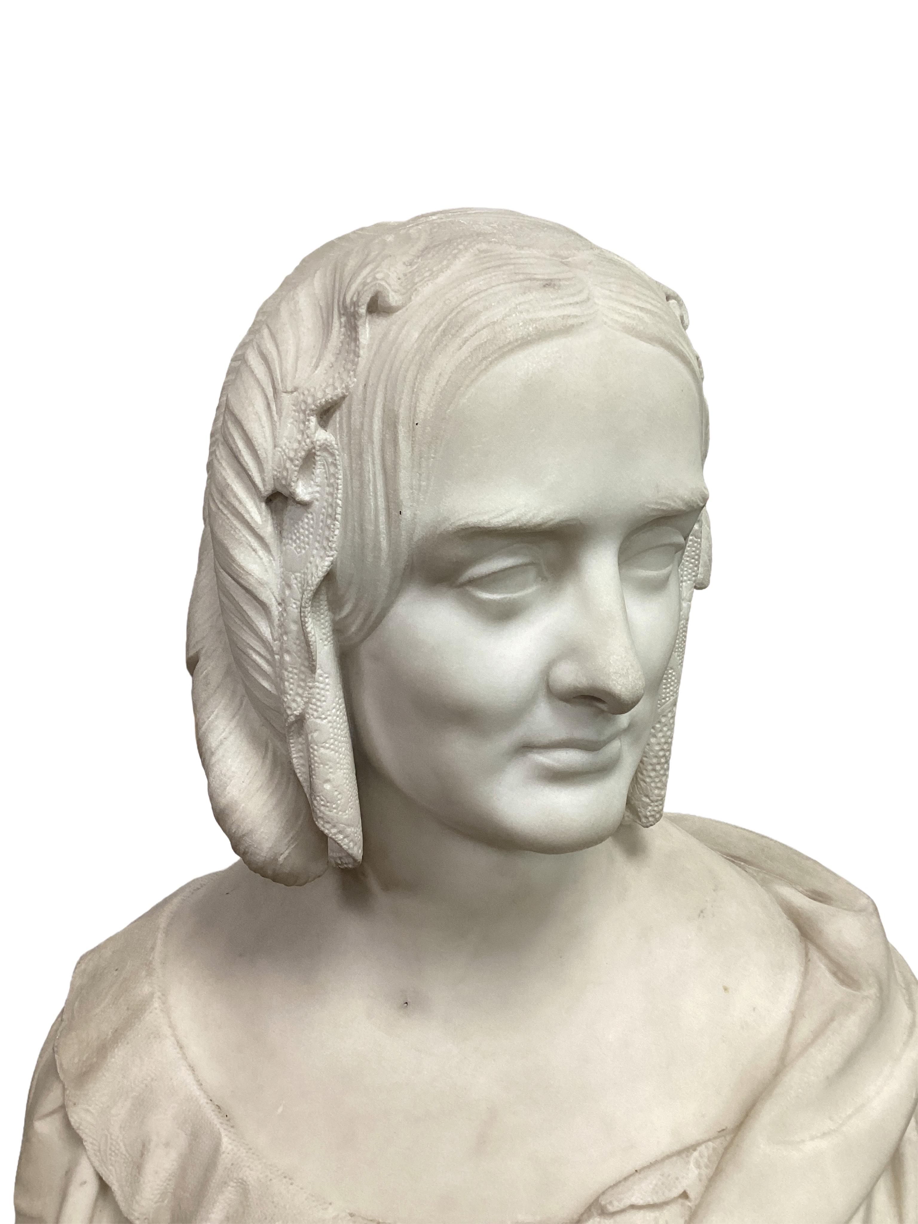 John Edward Jones (1806-1862). A life size marble bust of a lady, dated 1856